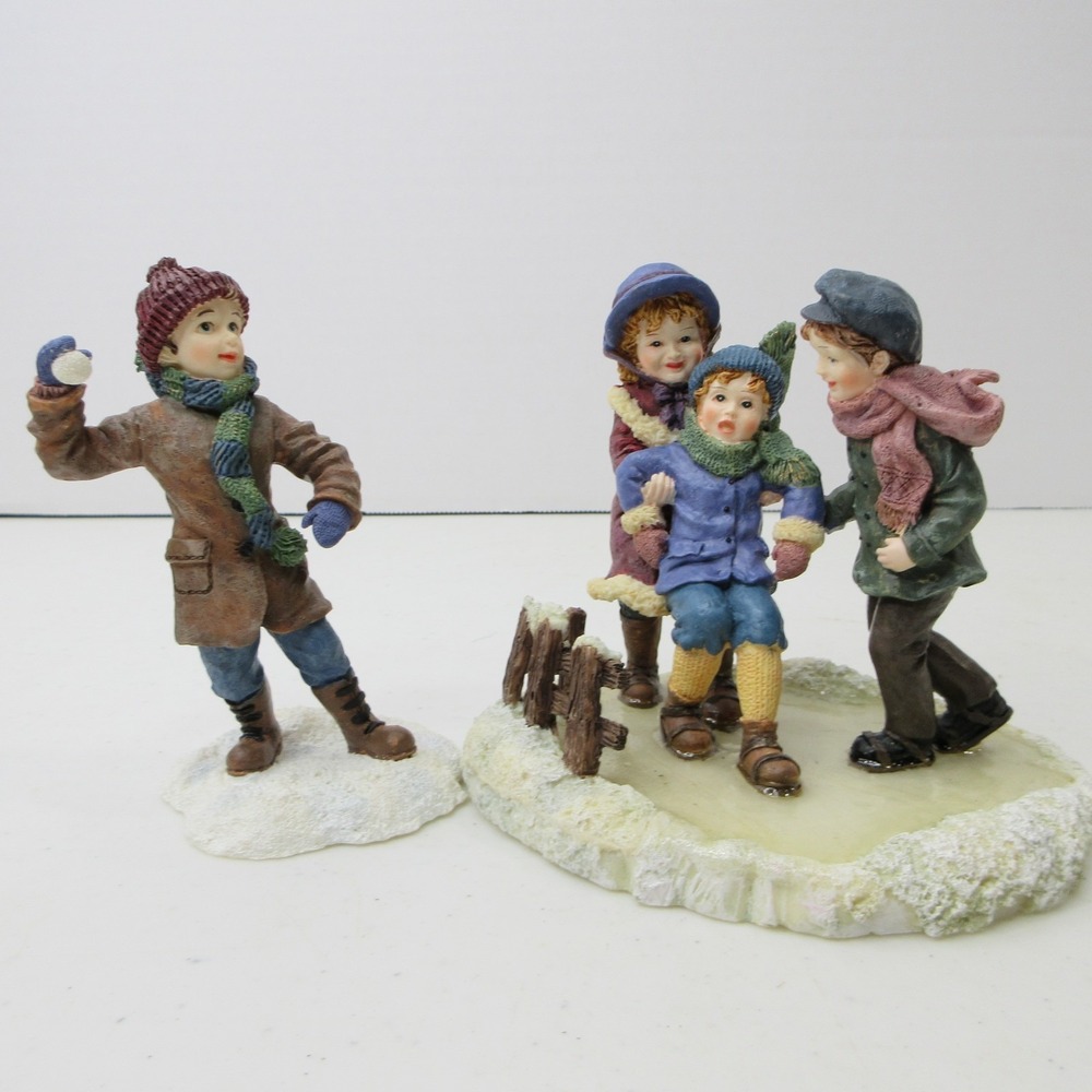 Fraser Creations Christmas Past Snowball Surprise & Skating Lesson Figurines Set